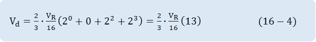 V_d=2/3∙V_R/16 (2^0+0+2^2+2^3 )=2/3∙V_R/16(13)