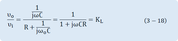 υ_o/υ_i =(1/(jΩC))/(R+1/(jΩ_oC))=1/(1+jΩ∁R)=K_L
