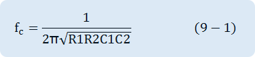 f_c=1/(2π√R1R2C1C2)