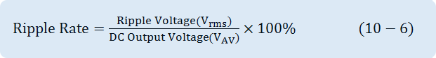 Ripple Rate= (Ripple Voltage(V_rms))/(DC Output Voltage(V_AV))×100%