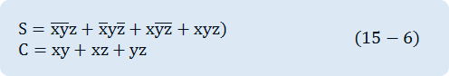 S=¯x ¯y z+¯x y¯z+x¯y ¯z+xyz),C=xy+xz+yz