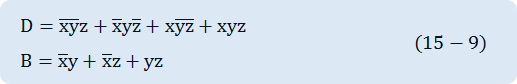 D=¯x ¯y z+¯x y¯z+x¯y ¯z+xyz,B=¯x y+¯x z+yz