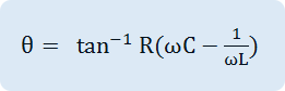 θ=  tan^(-1)  R(ΩC- 1/ΩL)