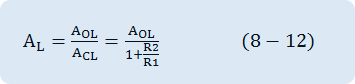 A_L=A_OL/A_CL =A_OL/(1+R2/R1)