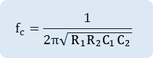 f_c=1/(2π√R1R2C1C2)
